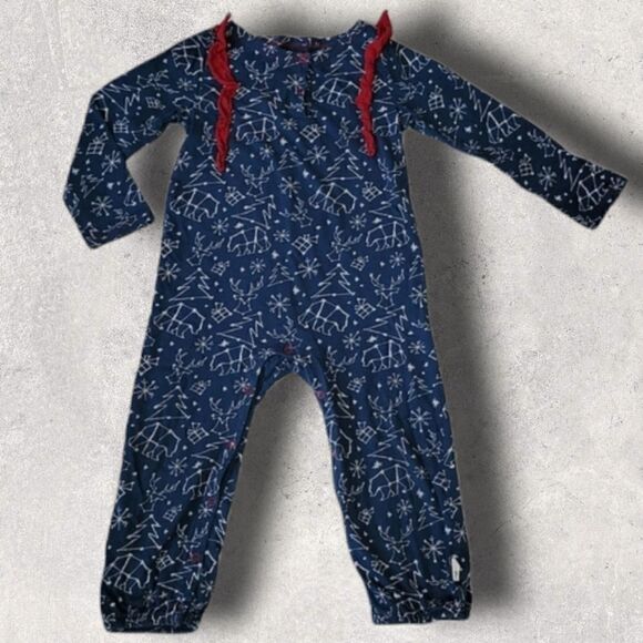 BURT'S BEES BABY NAVY BLUE CHRISTMAS CONSTELLATIONS ROMPER, SIZE 18 MONTHS - Picture 1 of 9